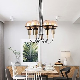 ガラスシェード付き 6 ライト パーソナライズ シャンデリア