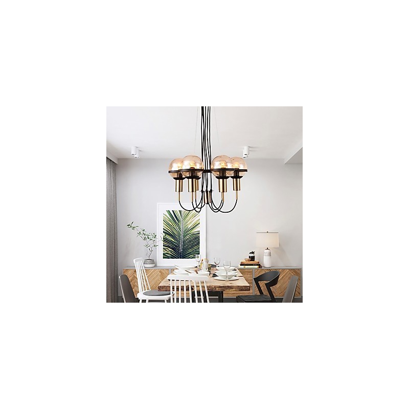 ガラスシェード付き 6 ライト パーソナライズ シャンデリア