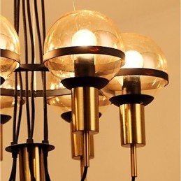 ガラスシェード付き 6 ライト パーソナライズ シャンデリア