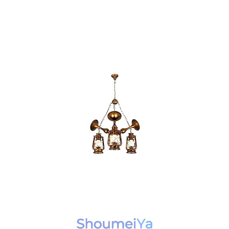 素朴なロッジ ヴィンテージ レトロ カントリー グローブ ペインティング ミニスタイル デザイナー メタル シャンデリア