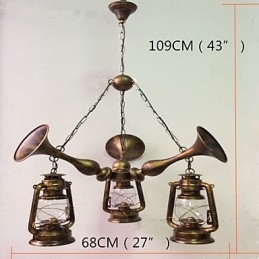 素朴なロッジ ヴィンテージ レトロ カントリー グローブ ペインティング ミニスタイル デザイナー メタル シャンデリア