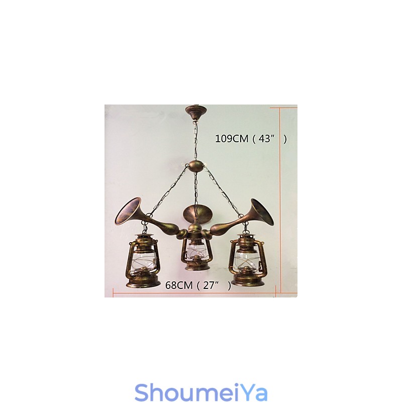 素朴なロッジ ヴィンテージ レトロ カントリー グローブ ペインティング ミニスタイル デザイナー メタル シャンデリア