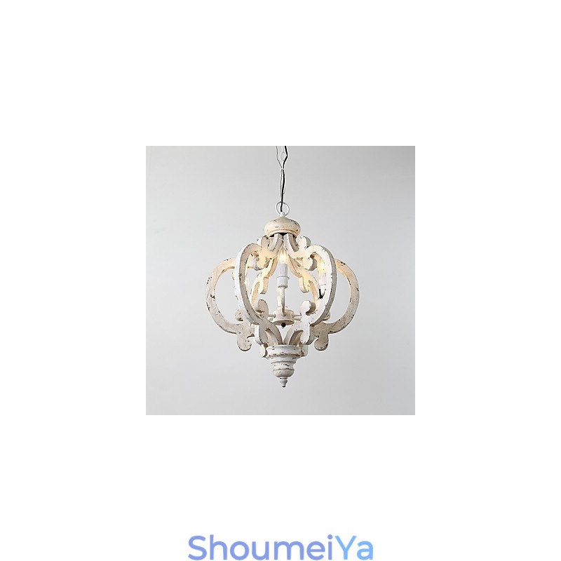 ヴィンテージ ペインティング ミニ スタイル 木製 竹 シャンデリア ランプ 装飾 ペンダント ランプ