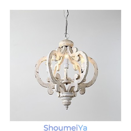 ヴィンテージ ペインティング ミニ スタイル 木製 竹 シャンデリア ランプ 装飾 ペンダント ランプ