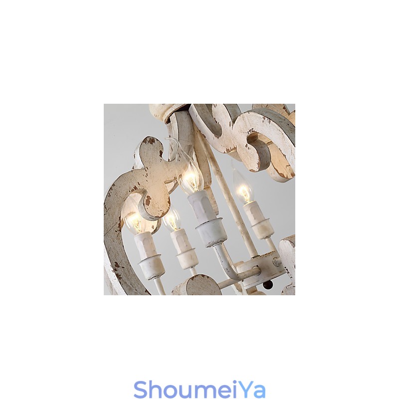 ヴィンテージ ペインティング ミニ スタイル 木製 竹 シャンデリア ランプ 装飾 ペンダント ランプ