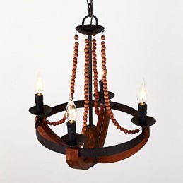 4つのライトヴィンテージペイント機能ミニスタイル木製竹シャンデリアランプ装飾ペンダントランプ