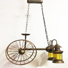 素朴なロッジ ヴィンテージ レトロ カントリー グローブ ペインティング ミニスタイル デザイナー メタル シャンデリア