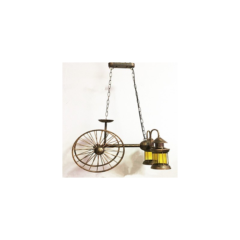 素朴なロッジ ヴィンテージ レトロ カントリー グローブ ペインティング ミニスタイル デザイナー メタル シャンデリア