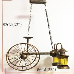 素朴なロッジ ヴィンテージ レトロ カントリー グローブ ペインティング ミニスタイル デザイナー メタル シャンデリア