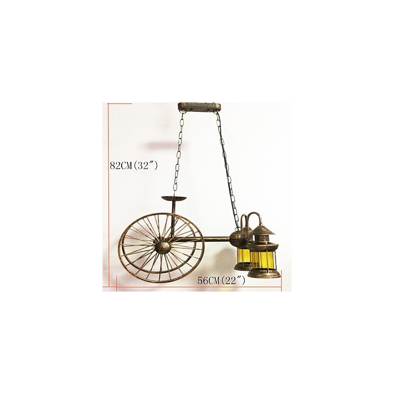 素朴なロッジ ヴィンテージ レトロ カントリー グローブ ペインティング ミニスタイル デザイナー メタル シャンデリア