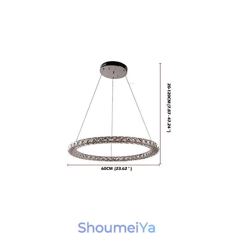 モダンリングクリスタルペンダントライトクリスタルシャンデリア天井ライト室内ランプ器具リモコン付き調光可能