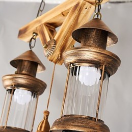 素朴なロッジグローブ ヴィンテージ レトロ カントリー ペインティング ミニスタイル デザイナー向け メタル シャンデリア