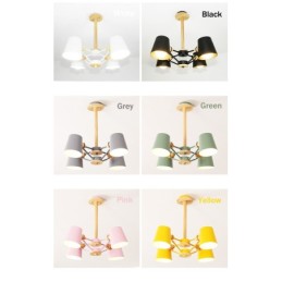 4 ライト マルチカラー マカロン ウッド ヴィンテージ ペインティング フィーチャー メタル シャンデリア