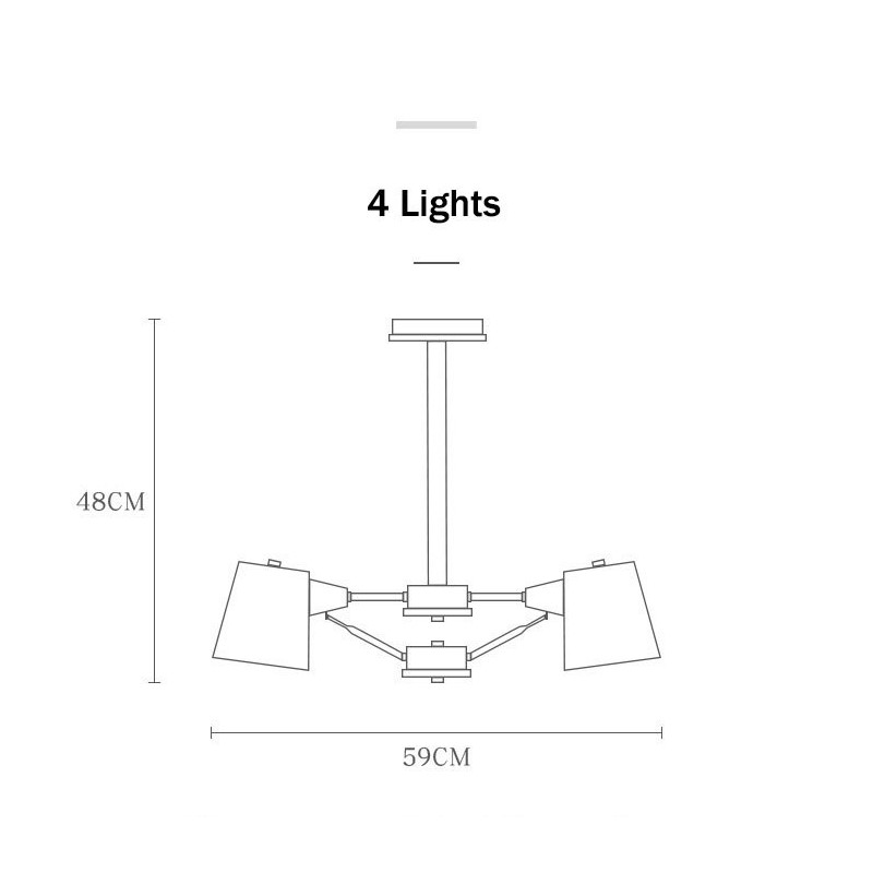 4 ライト マルチカラー マカロン ウッド ヴィンテージ ペインティング フィーチャー メタル シャンデリア