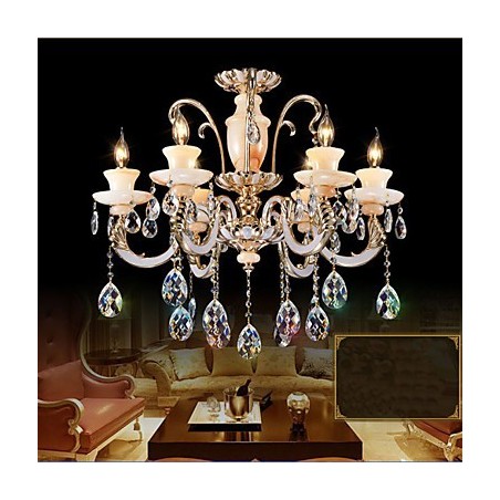 ヨーロッパの高級翡翠クリスタルペンダントランプ雰囲気のある亜鉛合金ペンダントランプキャンドルクリスタルランプ