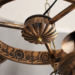 素朴なロッジ ヴィンテージ レトロ カントリー グローブ ペインティング ミニスタイル デザイナー メタル シャンデリア