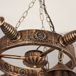 素朴なロッジ ヴィンテージ レトロ カントリー グローブ ペインティング ミニスタイル デザイナー メタル シャンデリア