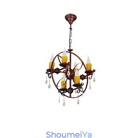 素朴なロッジ ヴィンテージ レトロ カントリー グローブ ペインティング ミニスタイル デザイナー メタル シャンデリア