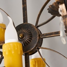 素朴なロッジ ヴィンテージ レトロ カントリー グローブ ペインティング ミニスタイル デザイナー メタル シャンデリア