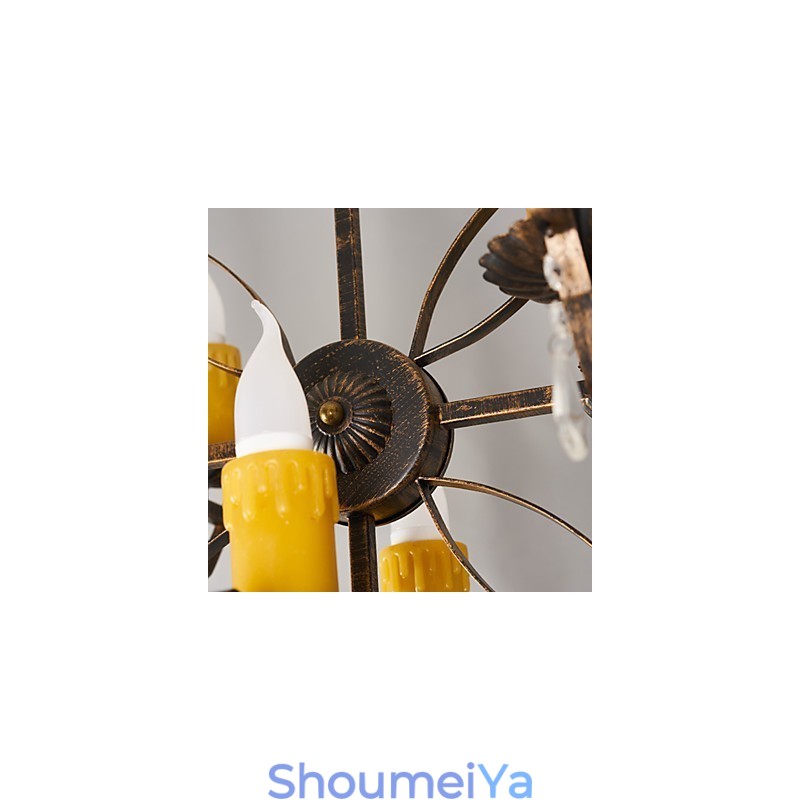 素朴なロッジ ヴィンテージ レトロ カントリー グローブ ペインティング ミニスタイル デザイナー メタル シャンデリア