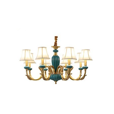 全銅シャンデリア 翡翠装飾シャンデリア KP