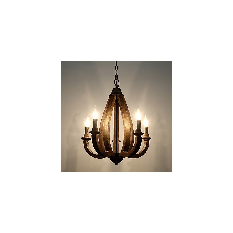 ヴィンテージ ペインティング ミニ スタイル 木製 竹 シャンデリア ランプ 装飾 ペンダント ランプ