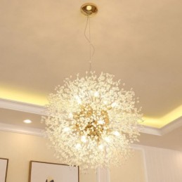 花火グローブ タンポポ クローム クリスタル メタル シャンデリア
