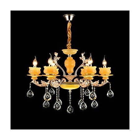 伝統的なクラシックな亜鉛合金の特徴を持つクリスタルミニスタイルのメタル6電球シャンデリア