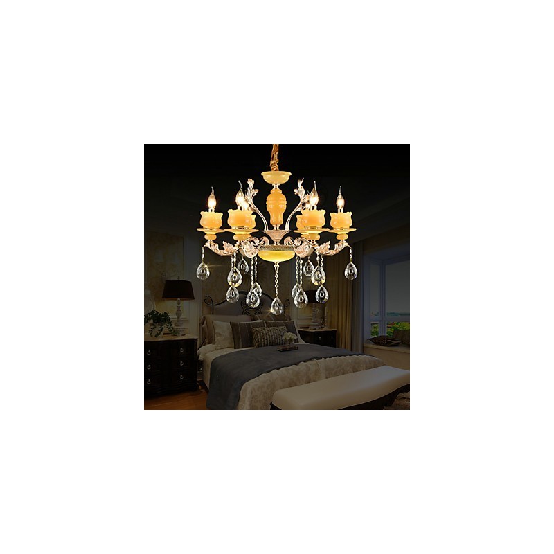 伝統的なクラシックな亜鉛合金の特徴を持つクリスタルミニスタイルのメタル6電球シャンデリア