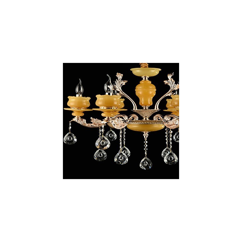 伝統的なクラシックな亜鉛合金の特徴を持つクリスタルミニスタイルのメタル6電球シャンデリア