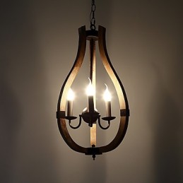 3つのライトヴィンテージペイント機能ミニスタイル木製竹シャンデリアランプ装飾ペンダントランプ