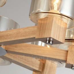 8 ライト 木製 モダン コンテンポラリー 北欧スタイル シャンデリア ガラスシェード付き