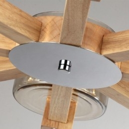 8 ライト 木製 モダン コンテンポラリー 北欧スタイル シャンデリア ガラスシェード付き