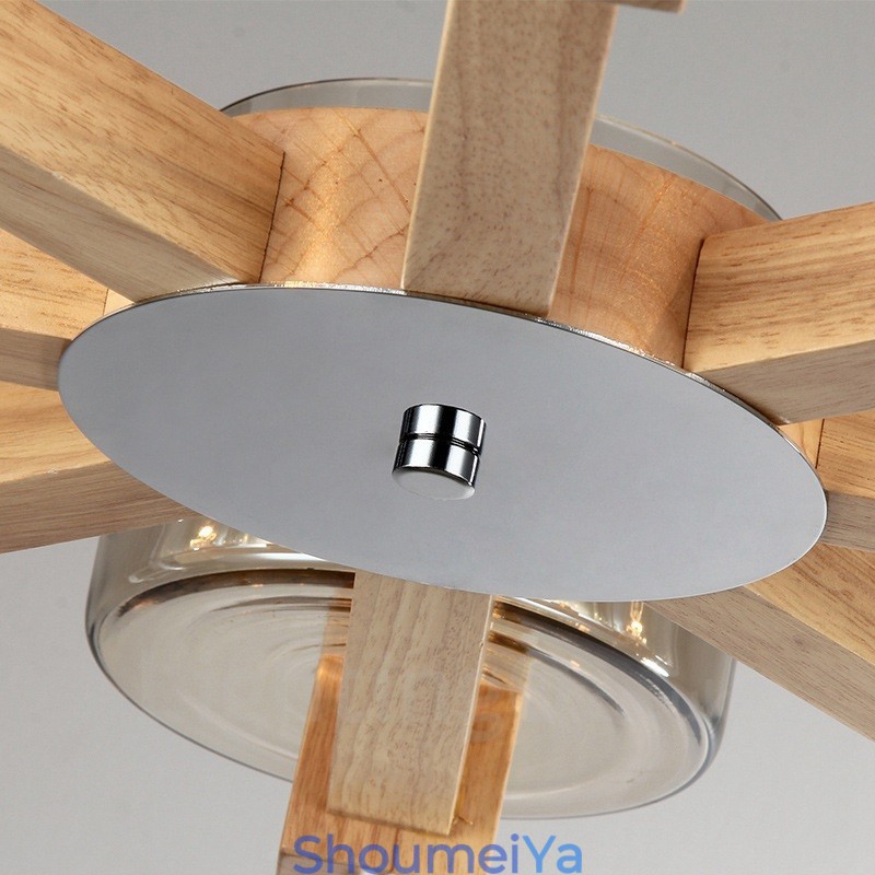 8 ライト 木製 モダン コンテンポラリー 北欧スタイル シャンデリア ガラスシェード付き