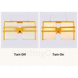 2 ライト 木製 レトロ ビンテージ ペンダント ライト ファブリック シェード付き