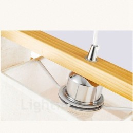 2 ライト 木製 レトロ ビンテージ ペンダント ライト ファブリック シェード付き