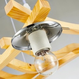 4 灯木製素朴なロッジペンダントライト、ガラスシェード付き