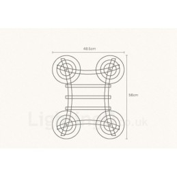 4 灯木製素朴なロッジペンダントライト、ガラスシェード付き