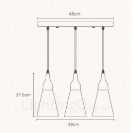 3 灯木製モダンコンテンポラリーペンダントライト、ファブリックシェード付き