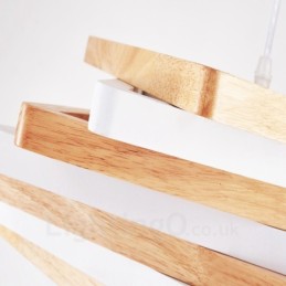 1 灯木製モダンコンテンポラリーペンダントライト、木製シェード付き