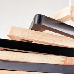 1 灯木製モダンコンテンポラリーペンダントライト、木製シェード付き