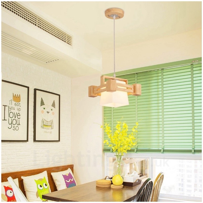 1 ライト 木製 モダン コンテンポラリー 北欧スタイル ペンダント ライト ファブリック シェード付き