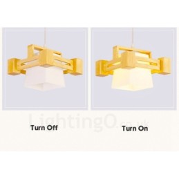 1 ライト 木製 モダン コンテンポラリー 北欧スタイル ペンダント ライト ファブリック シェード付き