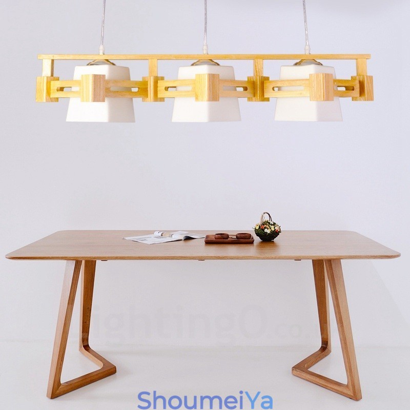 3 ライト 木製 モダン コンテンポラリー 北欧スタイル ペンダント ライト ファブリック シェード付き