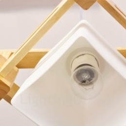 3 ライト 木製 モダン コンテンポラリー 北欧スタイル ペンダント ライト ファブリック シェード付き