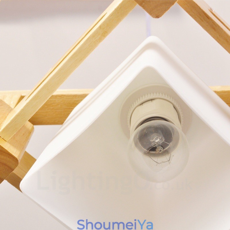 3 ライト 木製 モダン コンテンポラリー 北欧スタイル ペンダント ライト ファブリック シェード付き