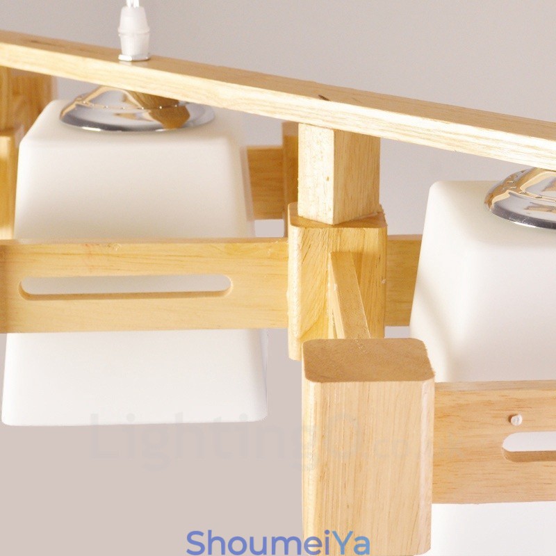 3 ライト 木製 モダン コンテンポラリー 北欧スタイル ペンダント ライト ファブリック シェード付き