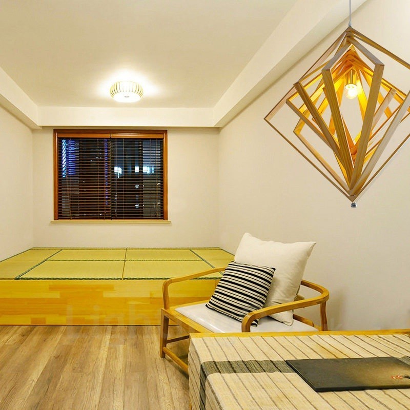 1 ライト 木製 モダン コンテンポラリー 北欧スタイル ペンダント ライト 木製シェード付き