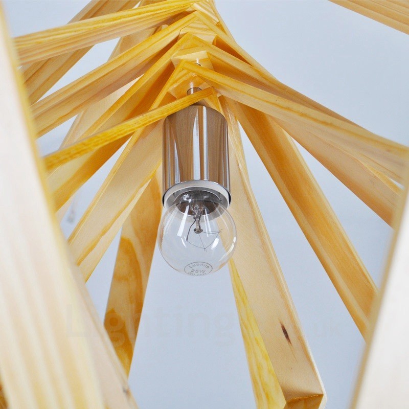 1 ライト 木製 モダン コンテンポラリー 北欧スタイル ペンダント ライト 木製シェード付き