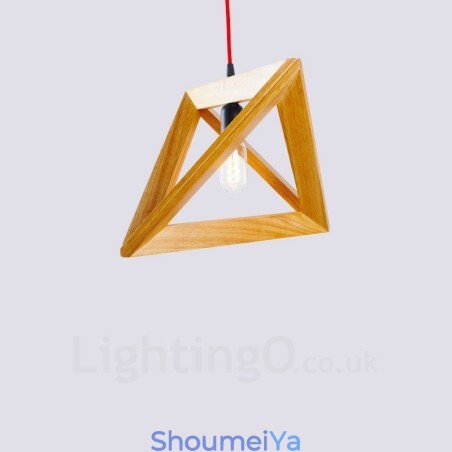 1 灯木製モダンコンテンポラリーペンダントライト、木製シェード付き